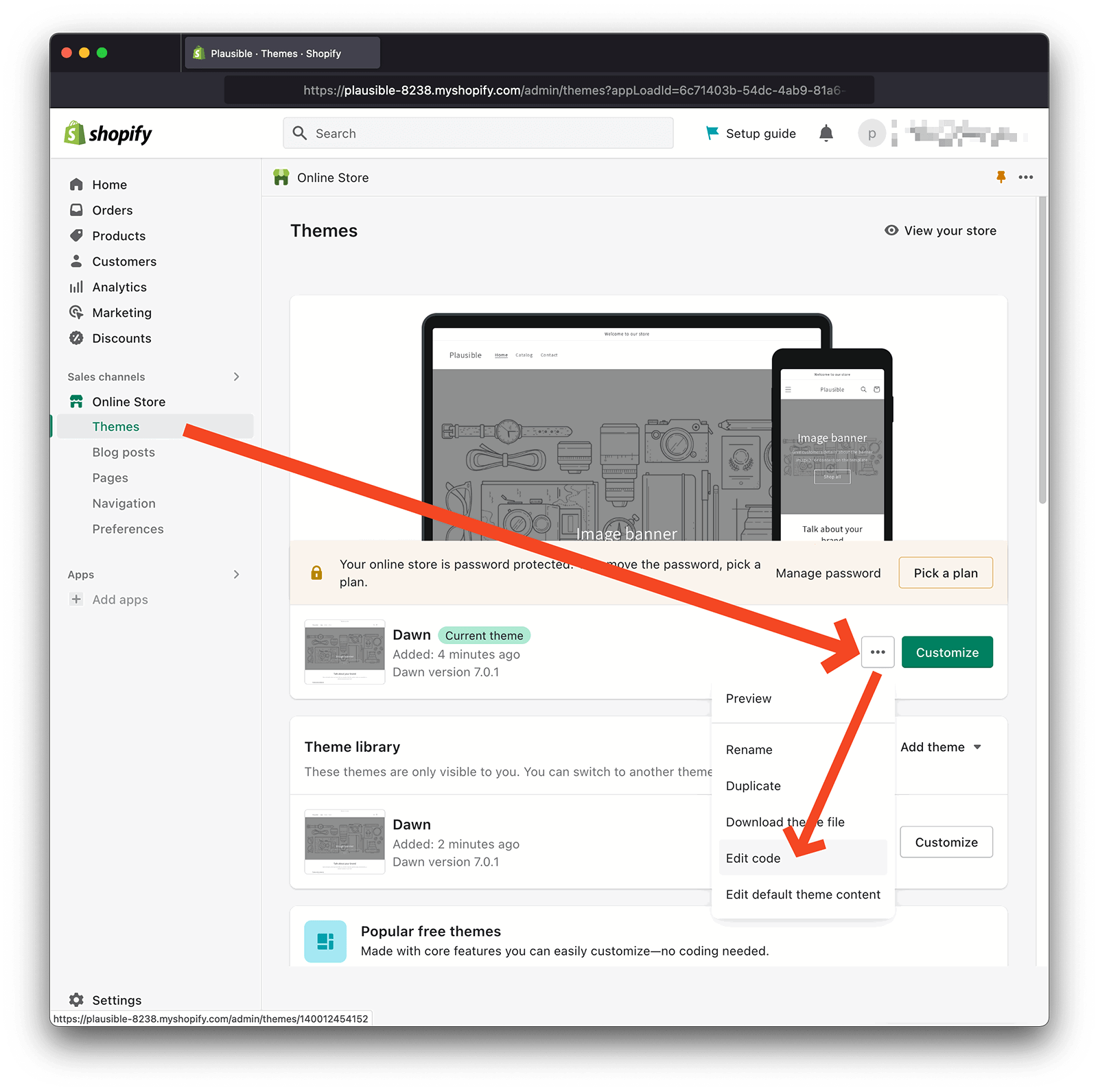 Add Plausible to Shopify